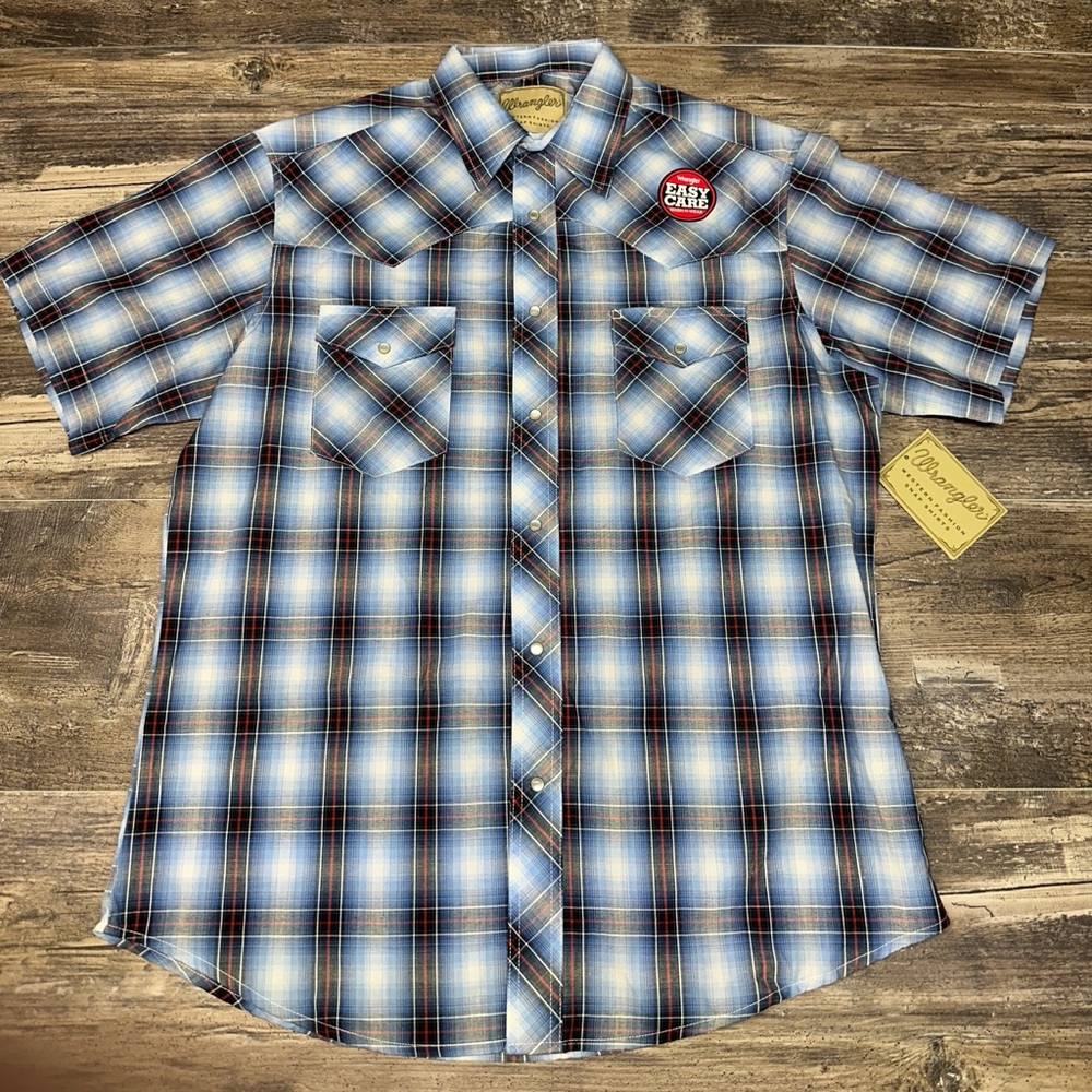 Wrangler Shirt - Pearl Snap Button Down Shirt - Short Sleeve - Large - NWT